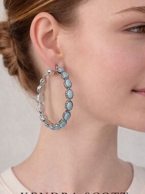 Kendra Scott Turquoise Hoop Earrings Gold Statement Jewelry